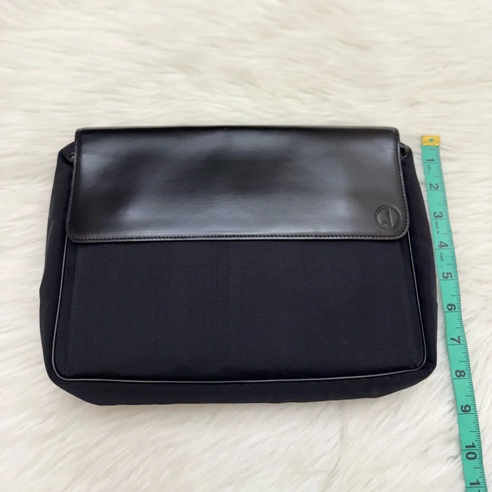 DUNHILL - BLACK LEATHER NYLON POCHETTE POUR HOMME TRAVEL BAG POUCH CLUTCH